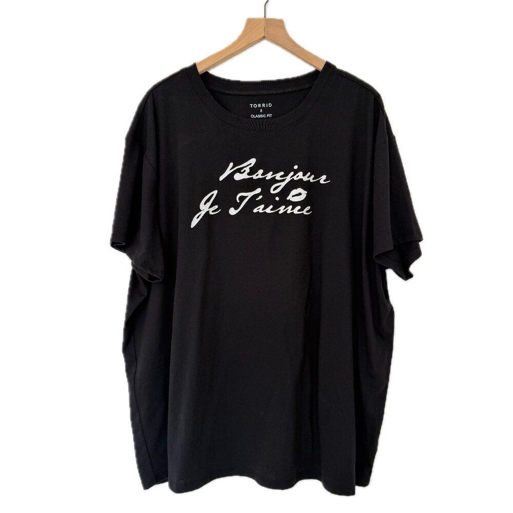 New Torrid Black Bonjour Je T'aime T Shirt - Size 2X